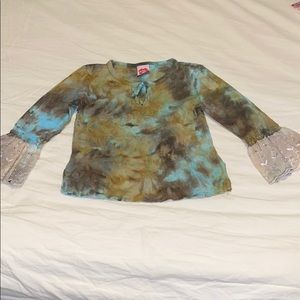 Retro tied dye shirt with bell sleeves